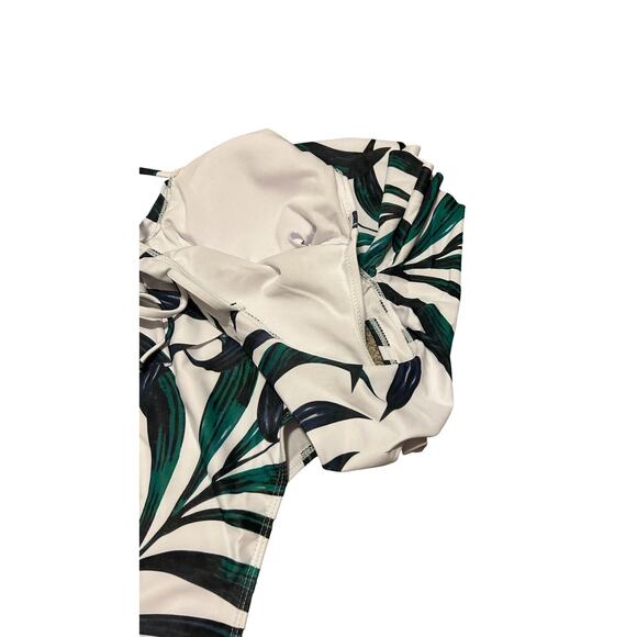 Women One Piece Swimsuit V Neck Ruffle Bathing Suit Padded Leaves Small Summer - Picture 9 of 14